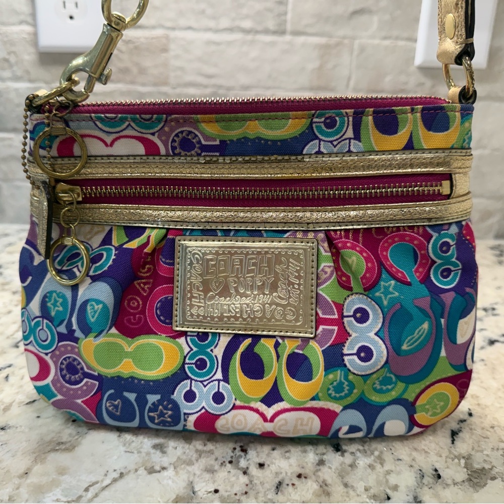 Coach EUC Rare Poppy Multicolor Crossbody w/Gold Accents